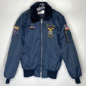 Vintage Golden's US Air Force BMTS Honor Flight Patches Bomber Jacket Medium